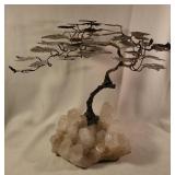Metal Wire Bonsai Tree on Quartz Cluster Base