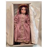 16" Porcelain Doll in Pink Dress and Bonnet