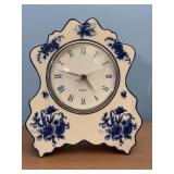 Blue Floral Porcelain Quartz Mantel Clock