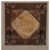 Square Roman Motif Wall Plaque Candle Holder