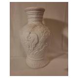 Large Decorative Plaster Vase with Bird Motif