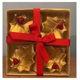 Gold Floating Holly Candles, Boxed Set of 4
