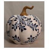 Ceramic Pumpkin With Blue Leaf Pattern