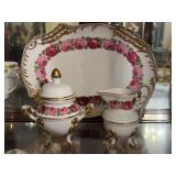 Porcelain Rose Motif Tea Set