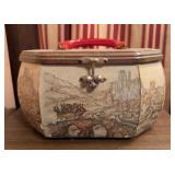 Decorative Wooden Box with Painted Scene and