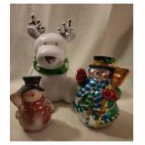 Christmas Ceramic Decor and Snowman Music Box