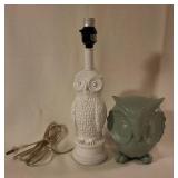 Owl Lamp and Decorative Owl Figure