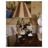 Waiter Lamp and Figurine Set