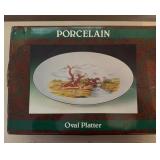 14ï¿½ Porcelain Platter with Equestrian Scene