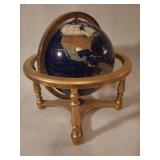 Gemstone World Globe with Brass Stand and In-