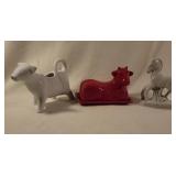 Ceramic Animal Figurines and Cow Butter Dish