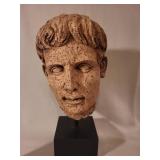 Terracotta Style Sculpture of Male Head on Stand