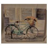 Bicycle and Flower Basket Wall Art, 29" x 16"