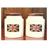 Pair Decorative Union Jack Ceramic Jars