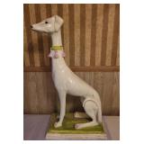 Ceramic Greyhound Dog Statue with Tassel
