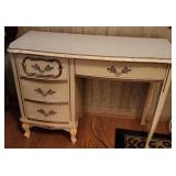Painted Wooden Desk with Ornate Drawer Pulls