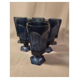 Six Blue Iced Tea Glasses Fostoria
