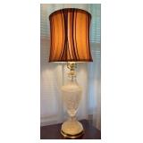 31ï¿½ Cut Glass Table Lamp With Striped Shade