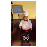 Chef Statue with Chalkboard Sign