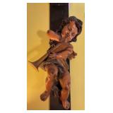 20" Polychrome Cherub Angel Wood Sculpture