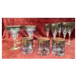 12 Italian Blown Crystal Glasses with