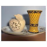 Ceramic Apple, Italian Platter, Yellow Vase