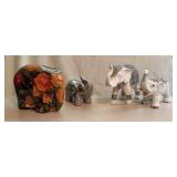 Four Ceramic and Metal Elephant Figur