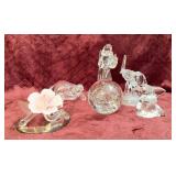 Glass Animal Figurines and Ceramic Rose