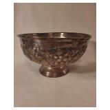 Silver-Plated Footed Fruit Motif Punch Bowl