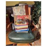 Green Leather Office Chair with Books and Art