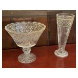 Pressed Glass Compote and Bud Vase Set