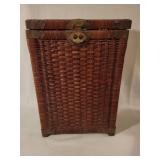 Rectangular Wicker Basket w/ Brass Hardware