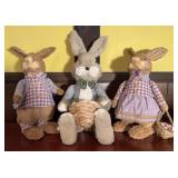 Three Decorative Easter Bunny Figures
