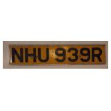 Vintage British License Plate NHU 939R