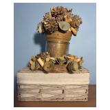 Decorative Pinecone Arrangement in Woven Box