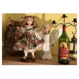Decorative Doll, Angel Figurine, Lantern, and