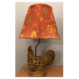 Rooster Motif Table Lamp with Floral Shade