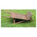 Wood and Metal Single-Wheel Garden Cart