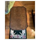 Wood Side Table with Rug, 18" Tall
