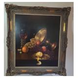 Still Life Oil Painting with Ornate Frame