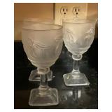 Three Large Frosted Glass Goblets