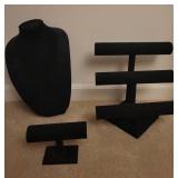 3 Black Velvet Jewelry Displays