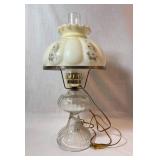 Glass Table Lamp with Floral Shade