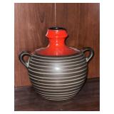 West German Pottery Vase 604/18 with Red Glaz
