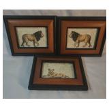 3 Framed Lion Embroideries