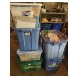 6 Totes of Tablecloths, Napkins, Placemats, &