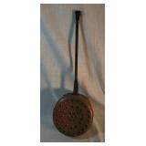 Brass and Iron Bed Warmer with Perforated Lid