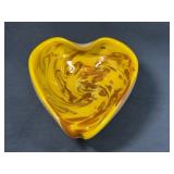 Yellow and Gold Heart-Shaped Murano-Style Art