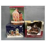 Porcelain Lighted Holiday School Houses, 3pcs