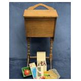 Wooden Footed Sewing Box, 29" Tall